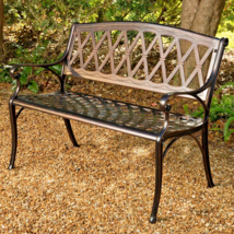 Outdoor Garden Bench For Outside Exterior Patio Porch Backyard Vintage Metal New - £191.86 GBP