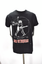 Rock Vitruvian Guitar Da Vinci Man T Shirt Adult Large Black Cotton Zeus - £17.82 GBP