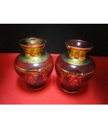 Veccia Murano Italy Cranberry pair of vases 5 1/2&quot; [30K] - $1,562.17 MXN