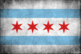 5&quot; #1 vintage look Chicago flag distressed illinois old sticker decal - £11.98 GBP