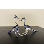 Murano Style Hand Blown Art Glass Blue &amp; Clear Glass Peacock Figurines 2... - $28.52 CAD