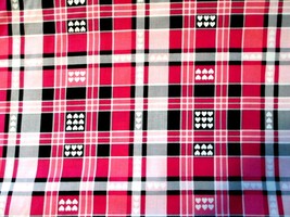 Fabric Benartex for Quilting, Sewing, Hot Pink/Blk/Wht Check w/Hearts $3.50/Yrd - £2.78 GBP