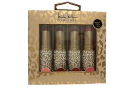 Nicole Miller Luxe Lipstick 4 Pc Essential Pink Collection Set Leopard Print NIB - £12.19 GBP