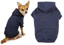 Navy Blue Dog Hoodies High Quality Cotton Blend Kangaroo Pocket Dogs Sweatshirt - £18.96 GBP+