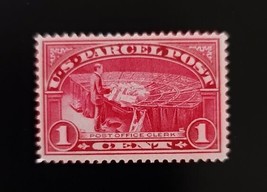 1913 1c U.S. Parcel Post, Post Office Clerk, Carmine Rose Scott Q1 Mint F/VF NH - £5.45 GBP