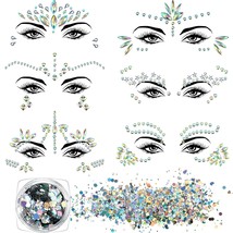 6 Sets Mermaid Face Gems Stick Jewels for Women Cosplay Mermaid Halloween Eye Fa - £17.81 GBP
