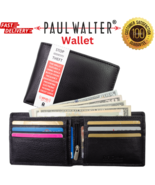 Mens Bifold Genuine Leather Black Wallet with RFID Blocking Center Zipper - €10,10 EUR