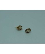 14k Yellow Gold Oval Mini Cameo Stud Earrings 1.3 Grm Vintage - $133.64