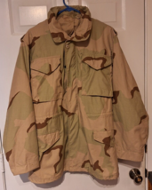 Vtg Military Field Jacket Mens Cold Weather Coat M65 Desert Camo Sz Small Long - £29.03 GBP