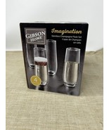 Gibson Home Imagination Stemless Champagne Flutes Silver Rim 8oz 4 Glasses - $27.24 CAD
