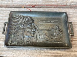 Vtg Indian Souvenir Metal Tray Business Card Holder Almar Point Cheyenne Wy - £15.54 GBP