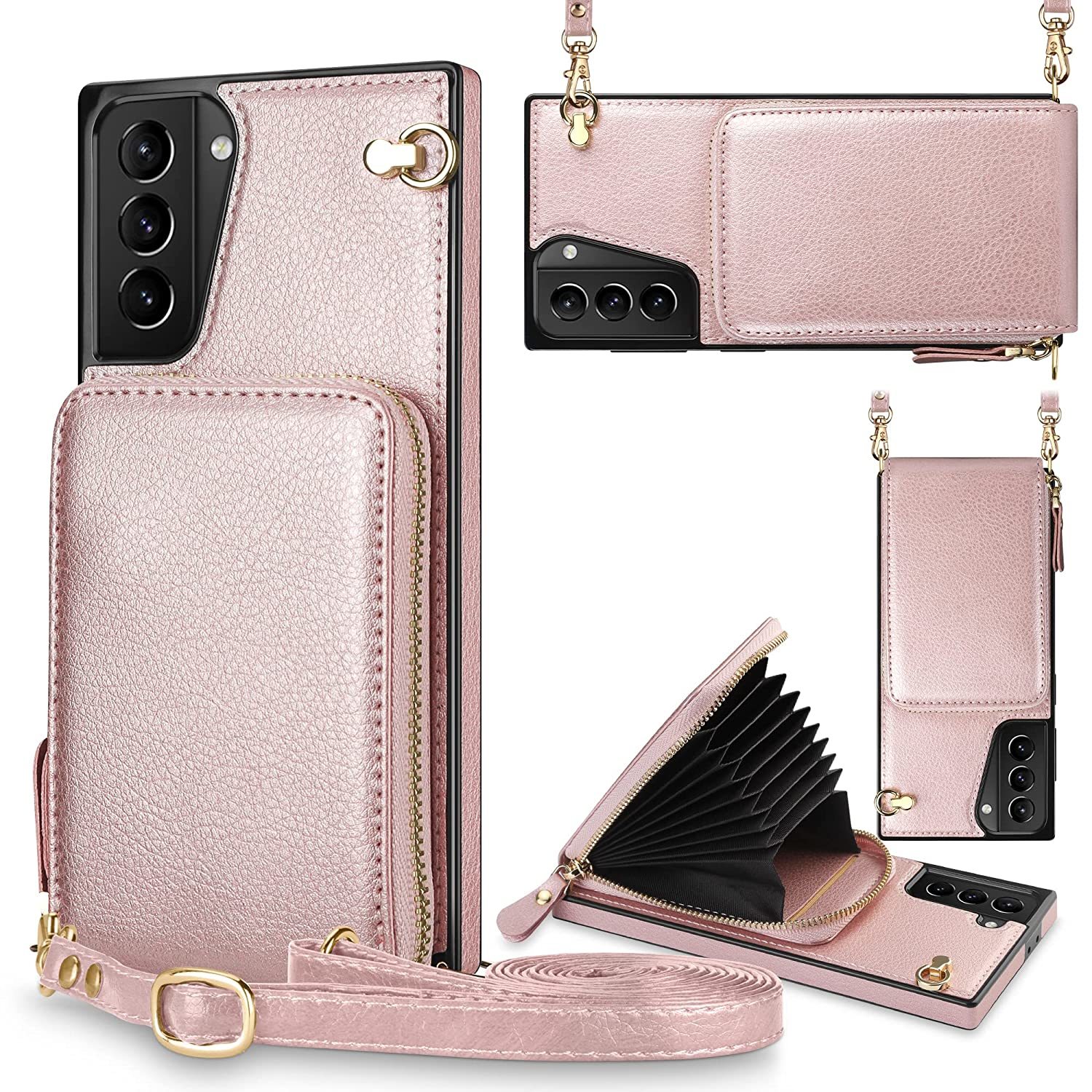 For Samsung Galaxy S21 Plus 5G Case Wallet Zipper Leather Case With Card Holder  - $35.99