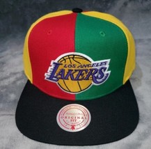 NBA LOS ANGELES LAKERS PINWHEEL MITCHELL &amp; NESS MENS SNAPBACK HAT RED GR... - £22.41 GBP