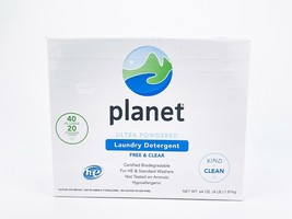 Planet Ultra Powdered Free Clear Laundry Detergent 40 HE Loads Hypoaller... - $33.81