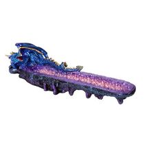 Blue Dragon on Amethyst Gemstone Quartz Stick Incense Burner 10.75 Inch ... - $20.99