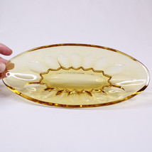 Vintage Amber Yellow Gold Glass Relish Dish Oval Rare Pretty Glass Dish - £3.85 GBP