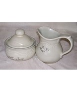 Vintage Pfaltzgraff HEIRLOOM CREAMER and SUGAR BOWL - Gray/White Floral-... - $16.38 CAD