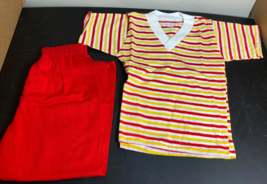 Pajama set Red Yellow White Tom&#39; N Jerry Size 4 New 2 Pc Striped Vintage Stock - £10.07 GBP