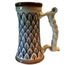 Handmade Pottery Ceramic Mug Beer Stein Blue Brown Signed  - $35.52