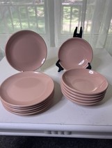 Watertown Lifetime Ware Pink Melamine 6 &amp; 1/4&quot; Salad Plates Small Bowls 5 1/4” - £14.56 GBP
