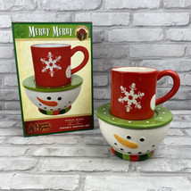 Cracker Barrel Serve Ware 3-Piece Ceramic Snowman Serving Set New Old Stock - £9.87 GBP