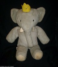 18&quot; Vintage Eden Babar King Baby Grey Elephant W/ Crown Stuffed Animal Plush Toy - £19.10 GBP