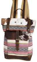 Women&#39;s Floral Upcycled Canvas Leather  Travel Backpack 17RT2119 - £61.78 GBP