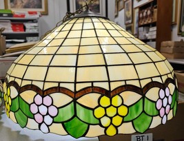 20th Century Leaded Stained Glass Hanging Light #1 - £146.62 GBP