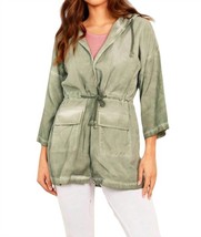 French Kyss jennifer hooded long trench coat in Olive - £46.36 GBP