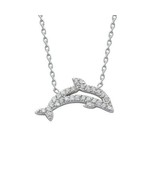 Dolphine Pendant Necklace in 14K Solid Gold Diamond Bridal Necklace Gift. - $1,012.10 CAD