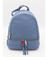 NWT MICHAEL Michael Kors Rhea Zip Denim Blue Leather Backpack Bag New $298 - £158.65 GBP