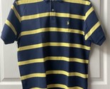 Vtg Polo Ralph Lauren Mens Medium Blue Yellow Pony Polo Shirt Striped Y2... - £10.95 GBP