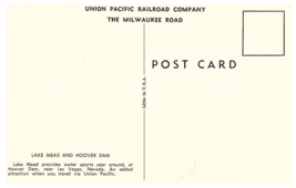 Lake Mead Hoover Dam Milwaukee Road Union Pacific Railroad Postcard - £7.83 GBP