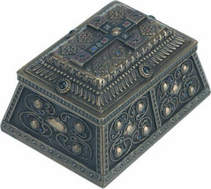 Medieval Trinket Box with Cross Cold Cast Bronze 10x7.6x5.7cm / 4x3x2.25 inches - £64.59 GBP