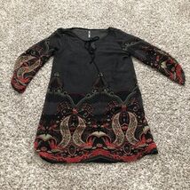 Tua Boho Bohemian Lined Dress Size SMALL S Quarter Sleeve Tassel - €12,87 EUR