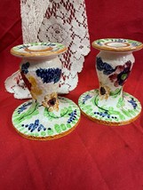 Beautiful Bakers Hand Painted Printemps England Candle Sticks Art Deco R... - $21.78