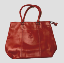 Oklahoma Sooners NCAA Big 12 Red Embossed Logo True Colors Leather Tote Bag Tag - $53.91