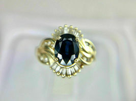 14K Yellow Gold Over 1.83CT Oval Cut Sapphire &amp; Diamond Engagement Wedding Ring - £81.85 GBP