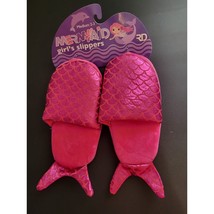 NWT Girls Pink mermaid slip on slippers size medium 2-3 - $9.00