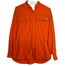 Columbia Sportswear Mens Button Shirt Sz L Orange Wicking Outdoors - £16.47 GBP