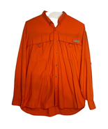 Columbia Sportswear Mens Button Shirt Sz L Orange Wicking Outdoors - £16.37 GBP
