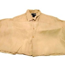 Vintage Bruno Italy Men`s Shirt 100% Linen Beige Short Sleeve Button-Up ... - £19.80 GBP