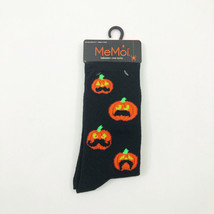 NWT MeMoi Halloween Black Crew Socks with Mustache Pumpkins US 9-11 - £7.74 GBP