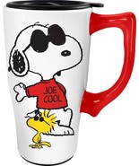 Snoopy Woodstock 12587 Joe Cool Ceramic Coffee Tea Travel Mug Cup 18 oz ... - $29.69
