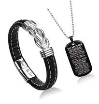 2PCS To My Son Bracelet, Stainless Steel Dog Tag to - £40.83 GBP