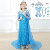 Princess Queen Costume Party Cosplay Sequin Long Dress With 7 Pcs Access... - £22.01 GBP