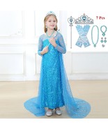 Princess Queen Costume Party Cosplay Sequin Long Dress With 7 Pcs Access... - £22.00 GBP