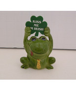 1980 enesco kiss me I&#39;m Irish shamrock small green vintage frog toad fig... - $19.75