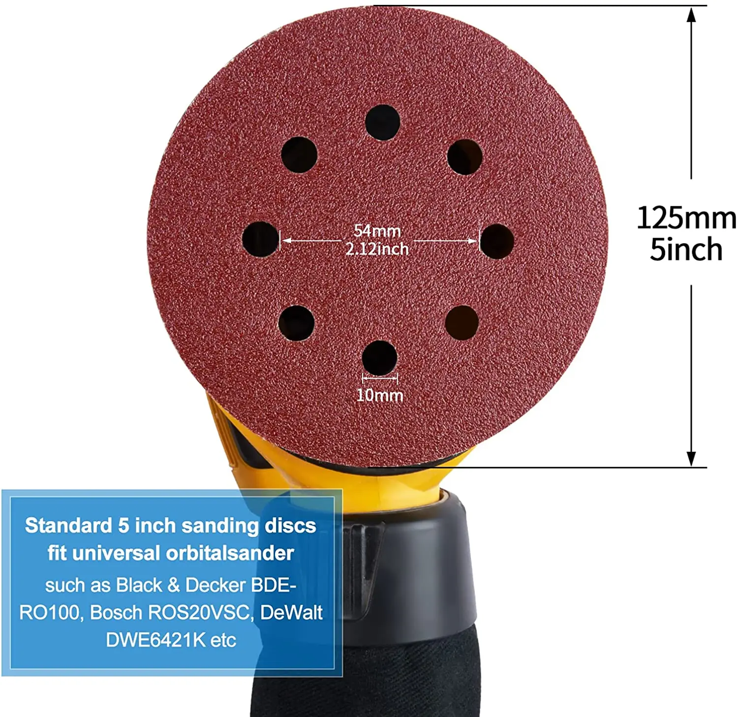 10PCS 5 Inch 8 Hole Sanding Discs Hook and Loop Adhesive Sandpaper 125MM for Ran - £135.28 GBP