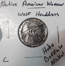 HOBO Native American Woman Wolf Headdress Made From A REAL Buffalo Nicke... - $20.89 CAD
